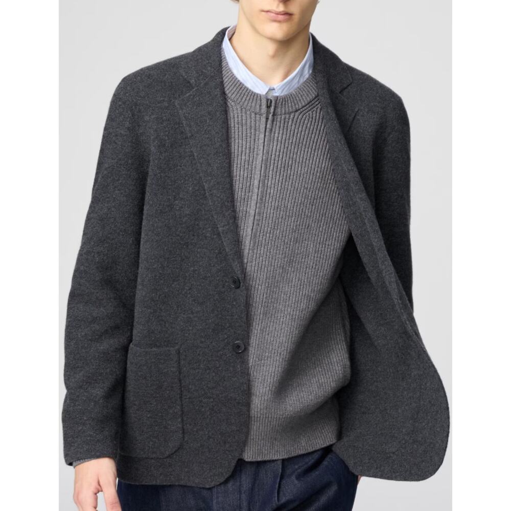 Uniqlo C Knitted Wool Blend Jacket in Dark Gray